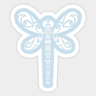 Dragonfly White Tribal Tattoo Style Art Sticker